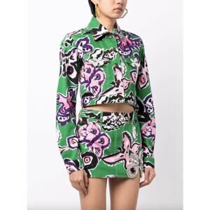 Area Butterfly Printed Denim Jacket